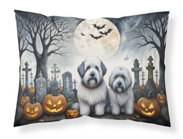 Old English Sheepdog Spooky Halloween Fabric Standard Pillowcase on Sale