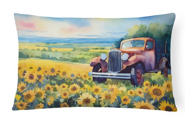 Kansas Sunflowers in Watercolor Fabric Decorative Pillow Discount