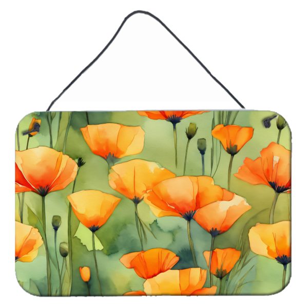 California California Poppies in Watercolor Wall or Door Hanging Prints Sale