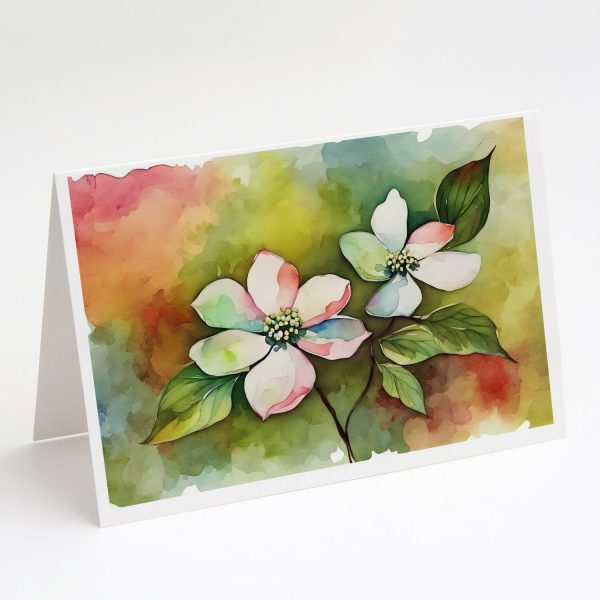 Virginia American Dogwood in Watercolor Greeting Cards and Envelopes Pack of 8 Discount