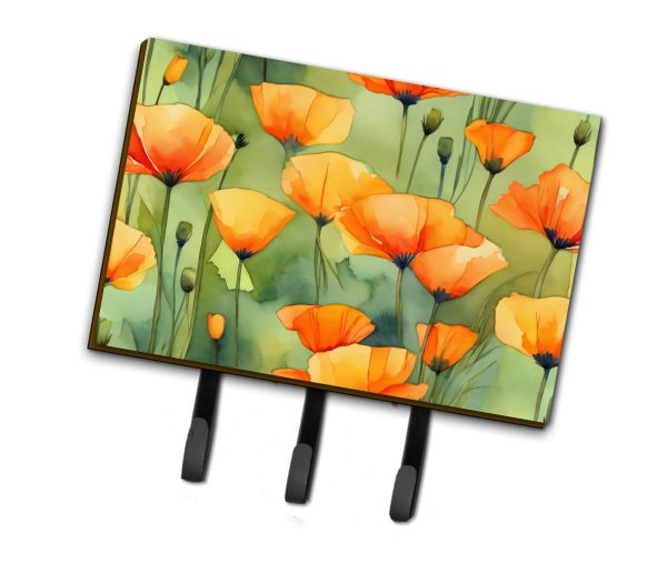 California California Poppies in Watercolor Leash or Key Holder For Sale