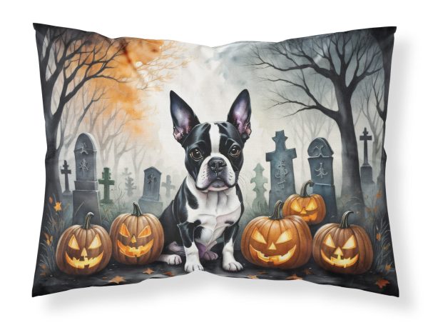 Boston Terrier Spooky Halloween Fabric Standard Pillowcase on Sale