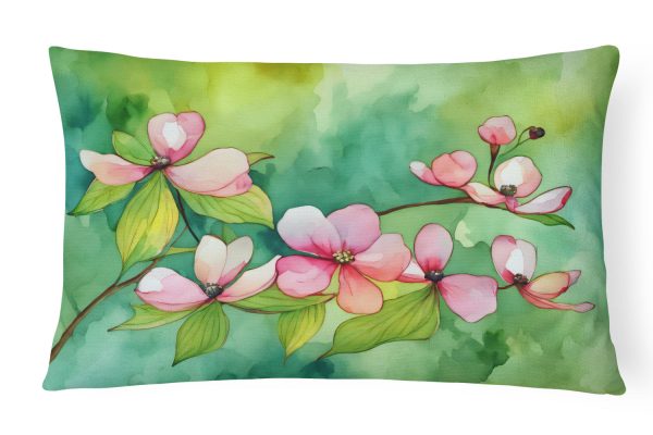 Virginia American Dogwood in Watercolor Fabric Decorative Pillow Online