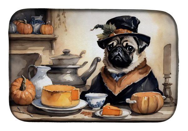 Pug Fall Kitchen Pumpkins Dish Drying Mat Online