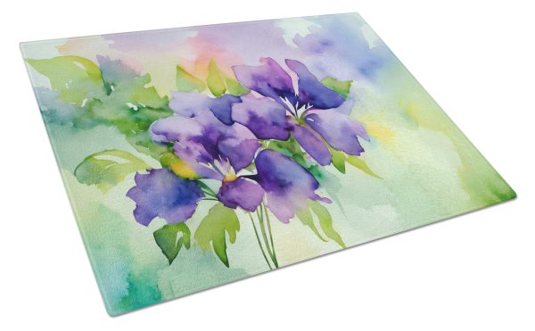 New Jersey Violet in Watercolor Glass Cutting Board Large Online Sale
