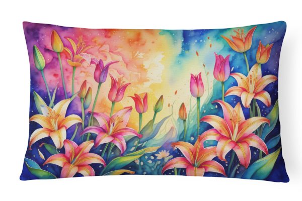 Lilies in Color Fabric Decorative Pillow Online Sale