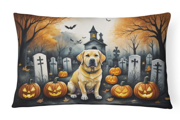 Yellow Labrador Retriever Spooky Halloween Fabric Decorative Pillow For Discount