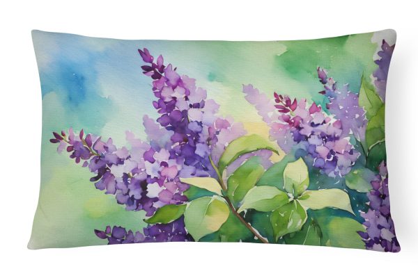 New Hampshire Purple Lilac in Watercolor Fabric Decorative Pillow Online now