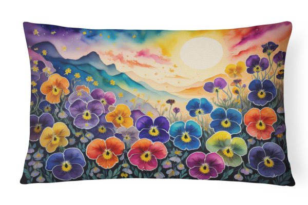 Pansies in Color Fabric Decorative Pillow on Sale