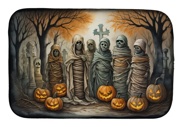 Mummies Spooky Halloween Dish Drying Mat Discount