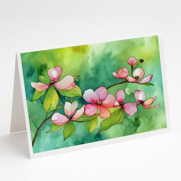 Virginia American Dogwood in Watercolor Greeting Cards and Envelopes Pack of 8 Sale