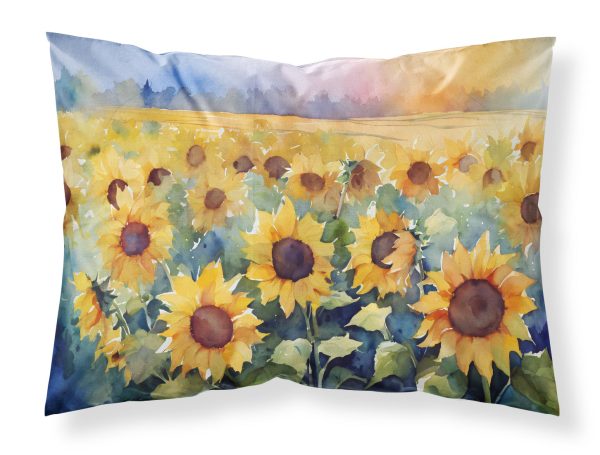 Sunflowers in Watercolor Fabric Standard Pillowcase For Cheap