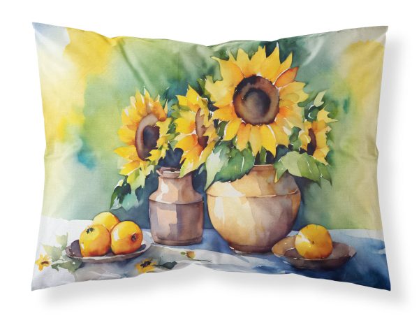Sunflowers in Watercolor Fabric Standard Pillowcase Online now