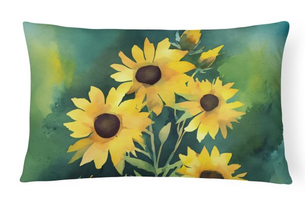 Kentucky Goldenrod in Watercolor Fabric Decorative Pillow For Sale
