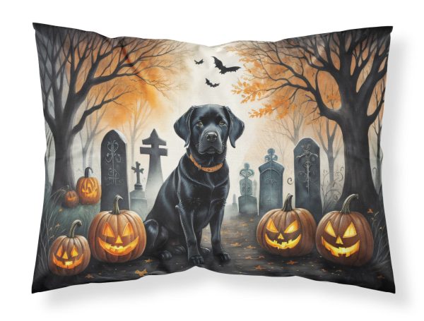 Black Labrador Retriever Spooky Halloween Fabric Standard Pillowcase For Sale