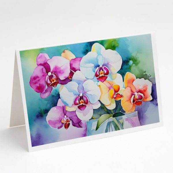 Orchids in Watercolor Greeting Cards and Envelopes Pack of 8 on Sale