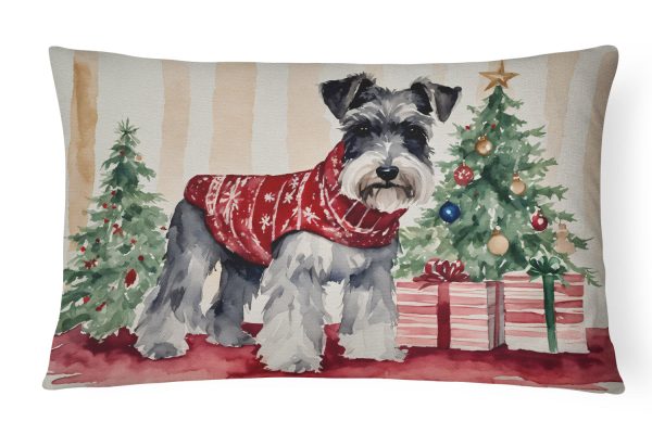 Schnauzer Christmas Fabric Decorative Pillow For Sale