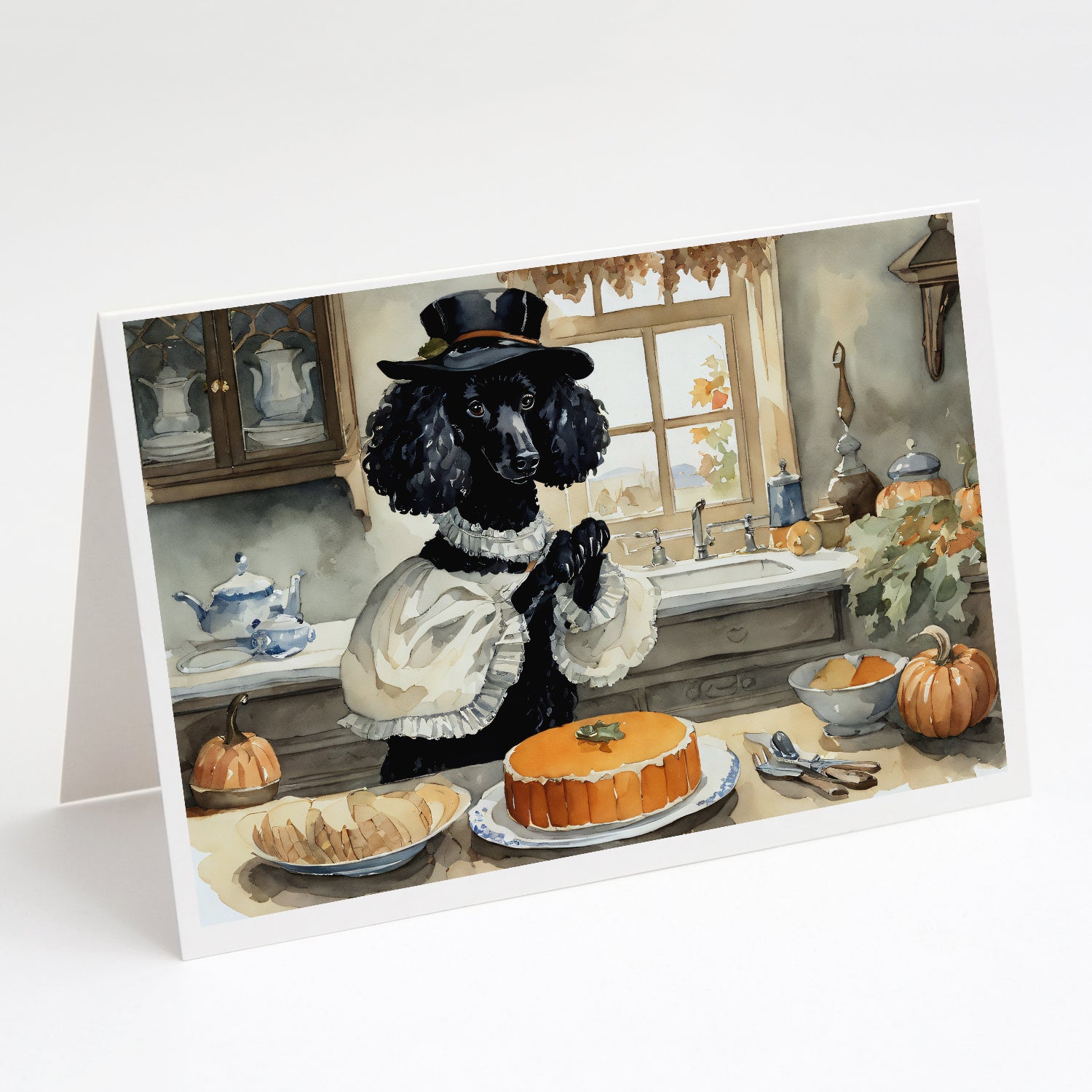 Poodle Fall Kitchen Pumpkins Greeting Cards and Envelopes Pack of 8 Supply