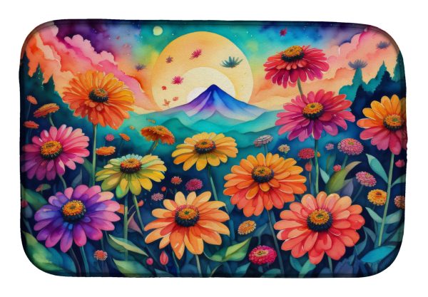 Zinnias in Color Dish Drying Mat Online