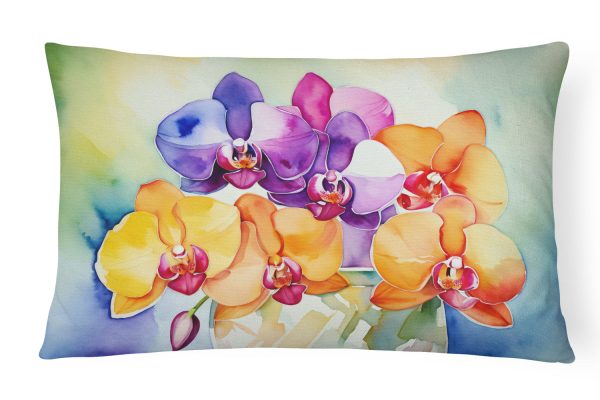 Orchids in Watercolor Fabric Decorative Pillow Online Hot Sale