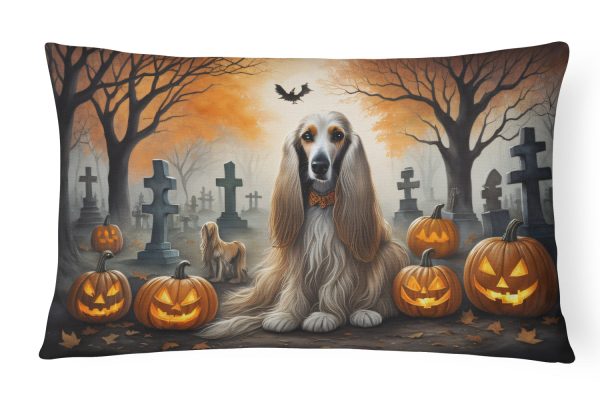 Afghan Hound Spooky Halloween Fabric Decorative Pillow Online Sale