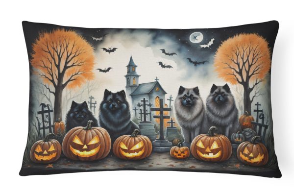 Keeshond Spooky Halloween Fabric Decorative Pillow For Discount