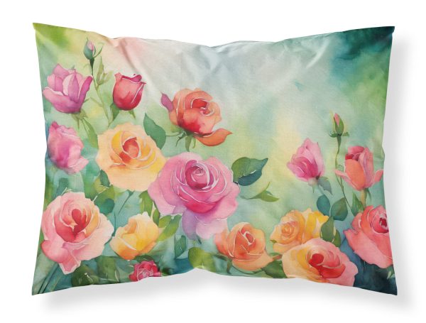 Roses in Watercolor Fabric Standard Pillowcase Supply