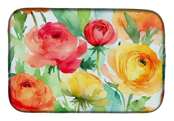 Ranunculus in Watercolor Dish Drying Mat Online Hot Sale