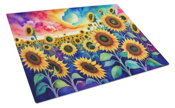 Sunflowers in Color Glass Cutting Board Large on Sale
