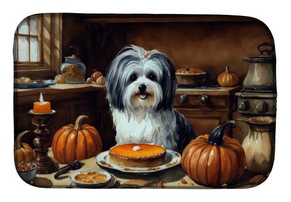 Havanese Fall Kitchen Pumpkins Dish Drying Mat For Sale