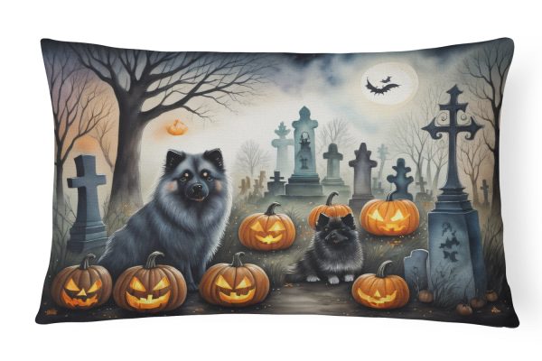 Keeshond Spooky Halloween Fabric Decorative Pillow on Sale