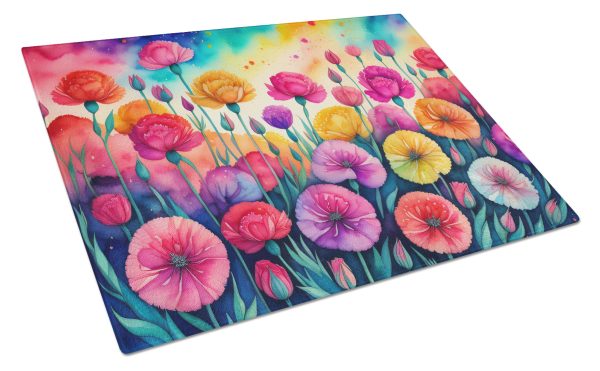 Carnations in Color Glass Cutting Board Large Hot on Sale