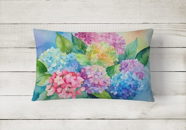 Hydrangeas in Watercolor Fabric Decorative Pillow Supply - Image 2