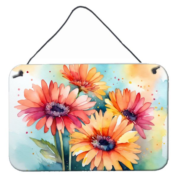 Gerbera Daisies in Watercolor Wall or Door Hanging Prints Cheap