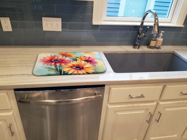 Gerbera Daisies in Watercolor Dish Drying Mat Fashion - Image 3