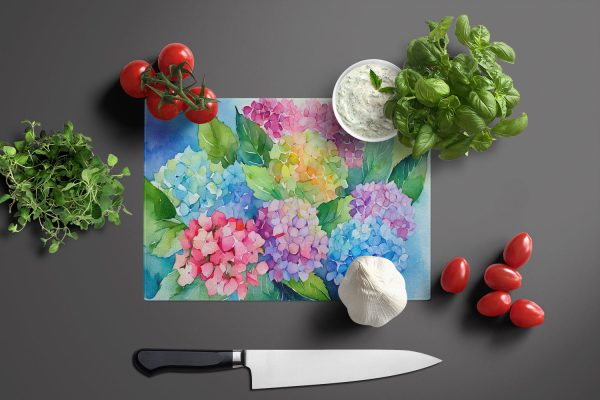 Hydrangeas in Watercolor Glass Cutting Board Large For Cheap - Image 3