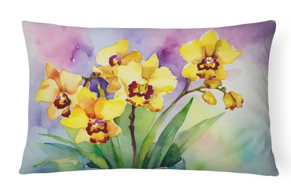 Orchids in Watercolor Fabric Decorative Pillow For Discount