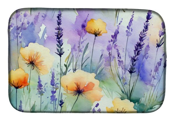 Lavender in Watercolor Dish Drying Mat Online Hot Sale