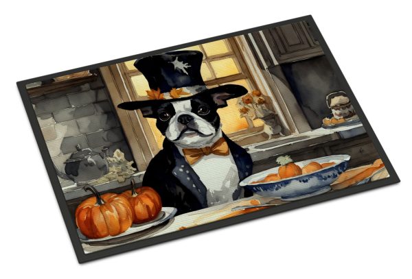 Boston Terrier Fall Kitchen Pumpkins Indoor or Outdoor Mat 24x36 Supply