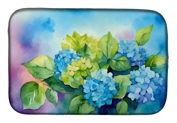 Hydrangeas in Watercolor Dish Drying Mat For Cheap