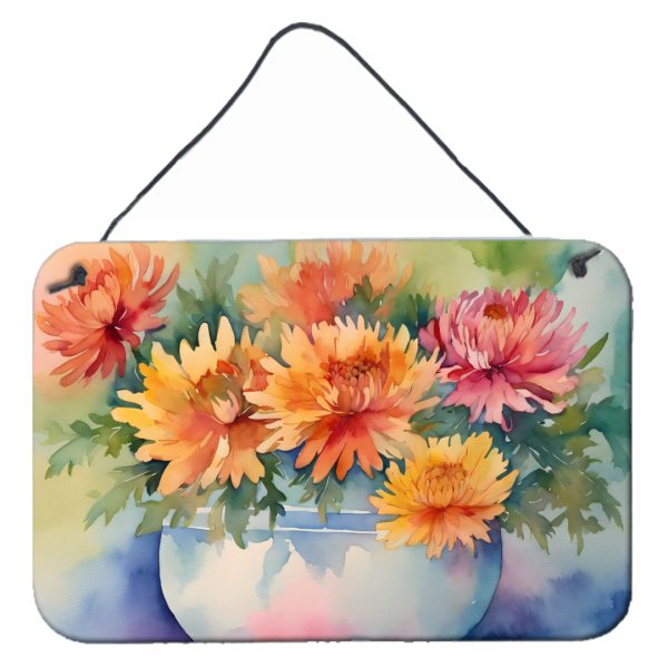Chrysanthemums in Watercolor Wall or Door Hanging Prints Online Sale