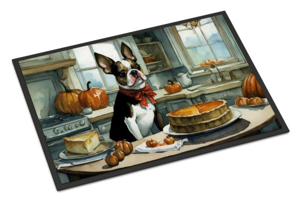 Boston Terrier Fall Kitchen Pumpkins Indoor or Outdoor Mat 24x36 Online Sale